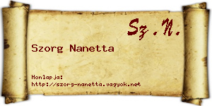 Szorg Nanetta névjegykártya